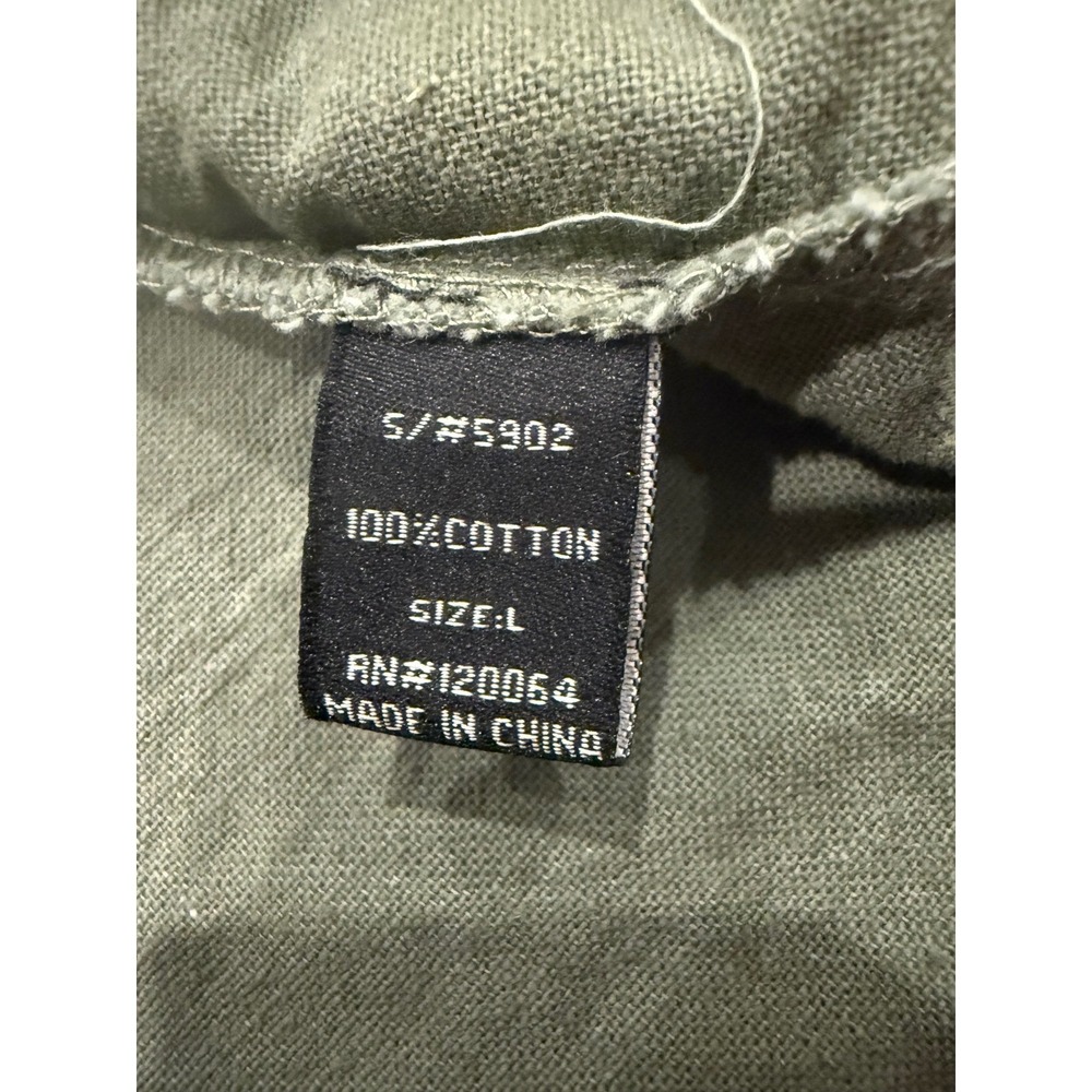 Mind Code Olive Green Cotton Button Front Mini Dress with Belt Size L 5902 - Picture 4 of 6